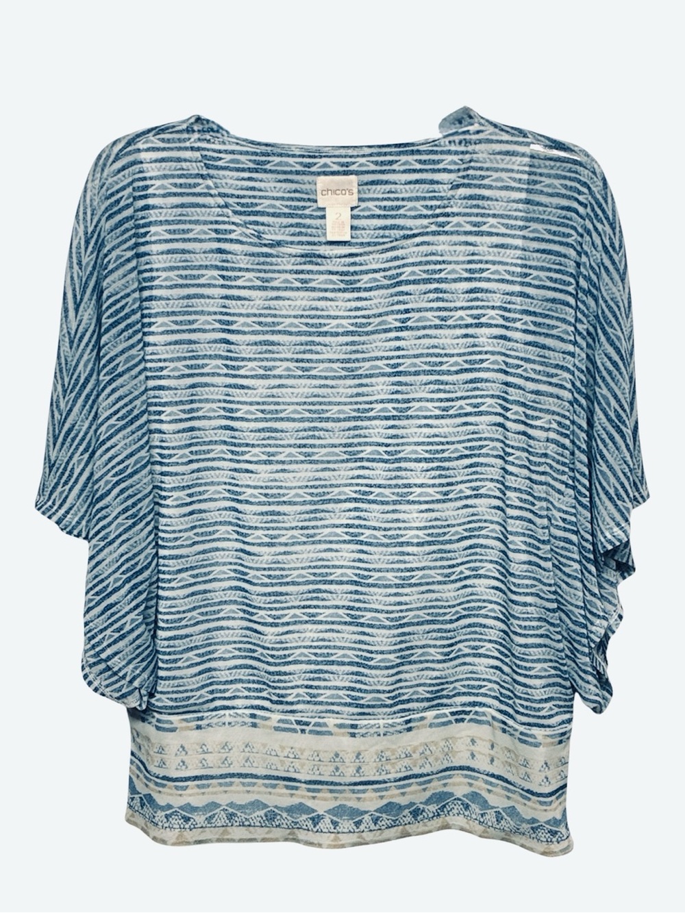 Chico's Blue and White Striped Dolman Tunic